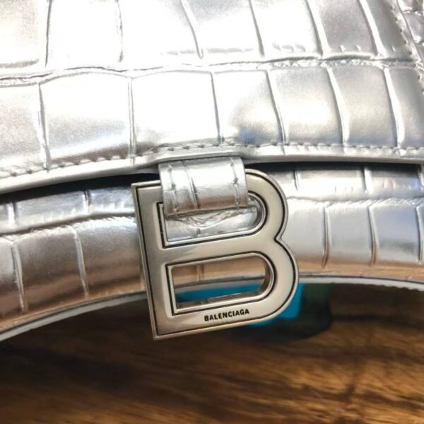 Balenciaga-Inspired Hourglass Bag – Silver Mirror Edition