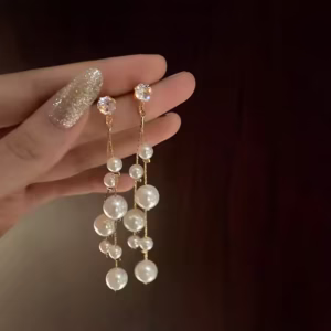 Pearl & Diamond Drop Earrings